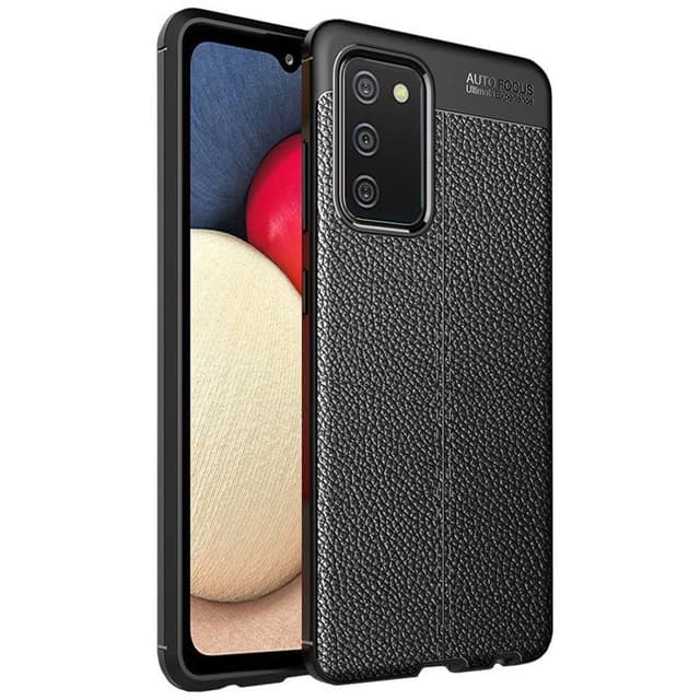 Lædermønstret TPU Cover Samsung Galaxy A02s  - sort