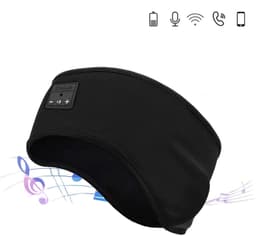 Pannband och sovmask med inbyggda hörlurar - Svart