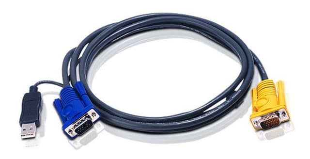 ATEN, KVM-kablage, SPHD15 ha till HD15 ha & USB Typ A ha, 2m
