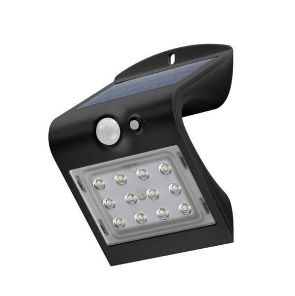Svart Solcellelampe med bevegelsesensor - 1,5w