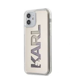 Karl Lagerfeld iPhone 12 Mini Deksel Liquid Glitter Karl Sølv