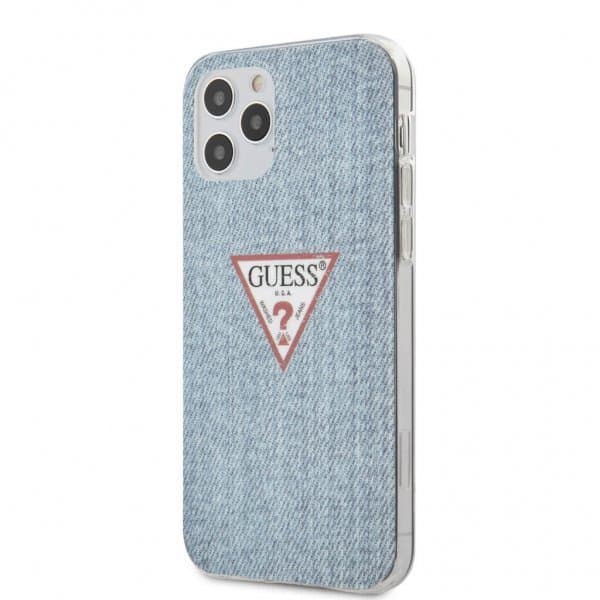 Guess iPhone 12/iPhone 12 Pro Skal Denim Triangle Ljusblå