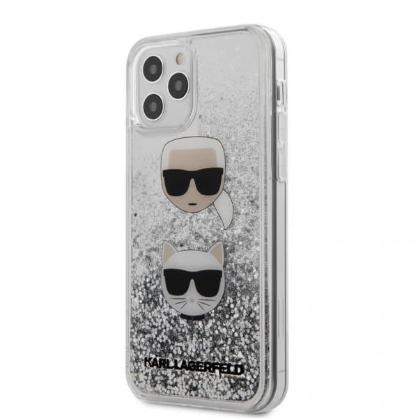 Karl Lagerfeld iPhone 12 Pro Max Suojakuori Liquid Glitter Karl & Choupette Hopea
