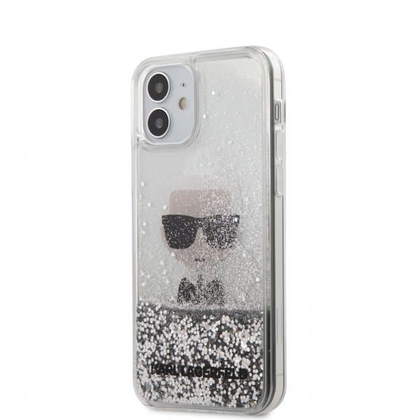 Karl Lagerfeld iPhone 12 Mini Skal Liquid Glitter Silver