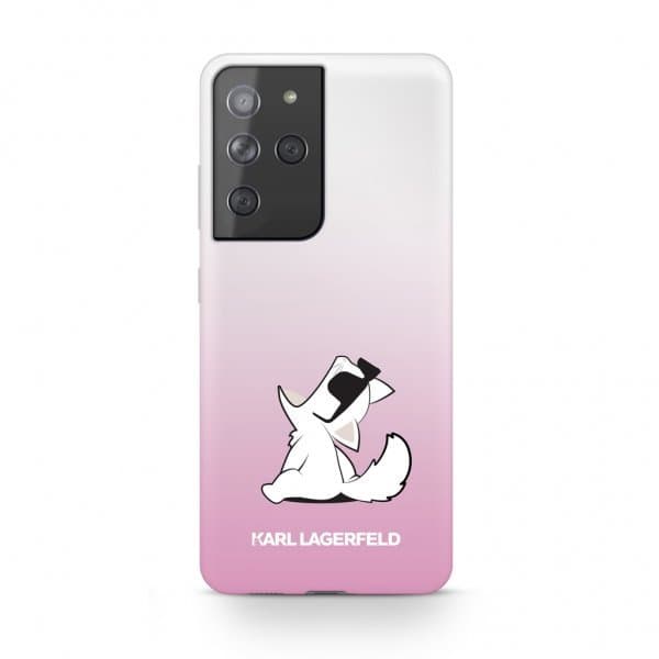 Karl Lagerfeld Samsung Galaxy S21 Ultra Cover Choupette Transparent Lyserød