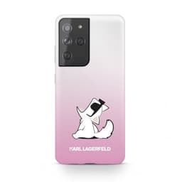 Karl Lagerfeld Samsung Galaxy S21 Ultra Skal Choupette Transparent Rosa