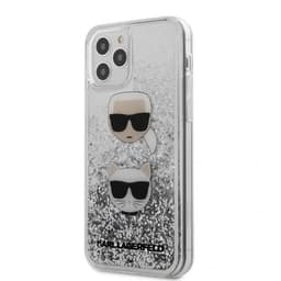 Karl Lagerfeld iPhone 12/iPhone 12 Pro Deksel Liquid Glitter Karl & Choupette Sølv