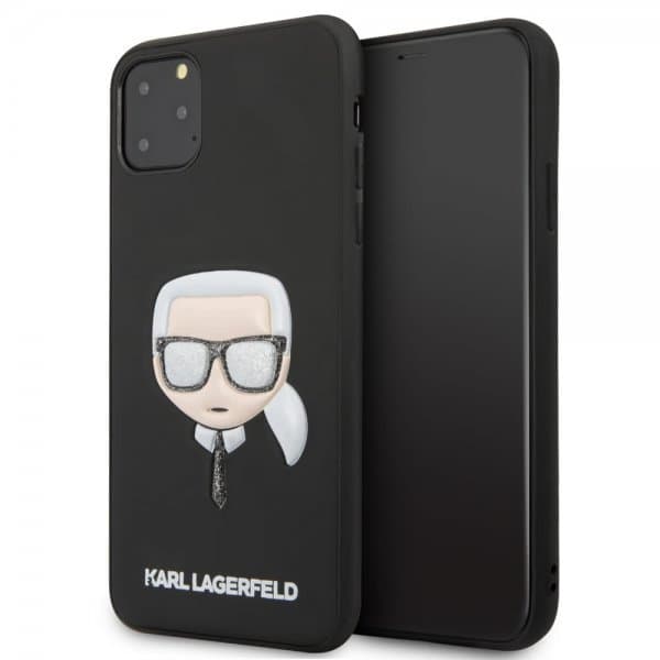Karl Lagerfeld iPhone 11 Pro Max Kuori Iconic Kimallus Cover Instansad Musta