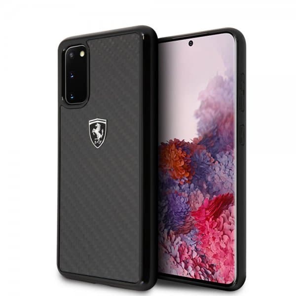 Ferrari Samsung Galaxy S20 Cover Kulfibertekstur Sort