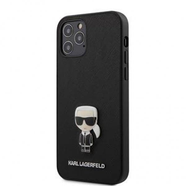 Karl Lagerfeld iPhone 12 Pro Max Suojakuori Saffiano Iconic Cover Musta