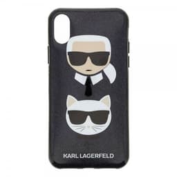 Karl Lagerfeld iPhone X/Xs Cover Hård Plastikik Karl och Choupette Sort