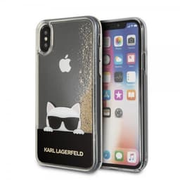 Karl Lagerfeld iPhone X/Xs Cover Hård Plastikik Choupette Guld Glitter Transparent