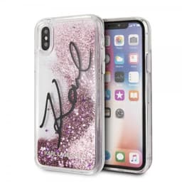 Karl Lagerfeld iPhone X/Xs Cover Hård Plastikik Signatur Lilla Glitter Transparent