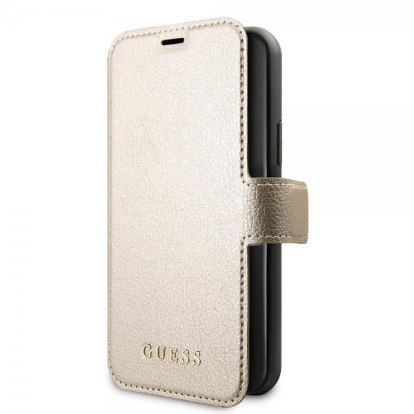 Guess iPhone 11 Pro Etui Lædertekstur Guld
