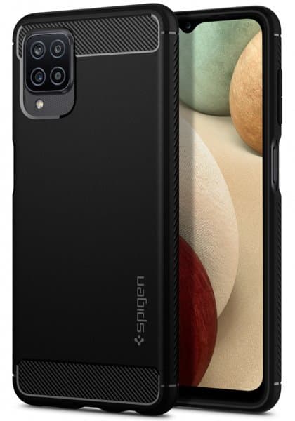 Spigen Samsung Galaxy A12 Cover Rugged Armor Matte Black