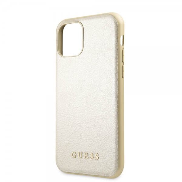 Guess iPhone 11 Pro Cover Lædertekstur Guld