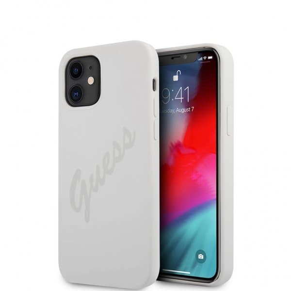 Guess iPhone 12 Mini Cover Vintage Silicone Cream
