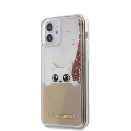Karl Lagerfeld iPhone 12 Mini Suojakuori Liquid Glitter Peek a Boo Vaaleanpunainen