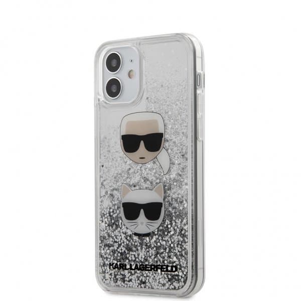 Karl Lagerfeld iPhone 12 Mini Suojakuori Liquid Glitter Karl & Choupette Hopea