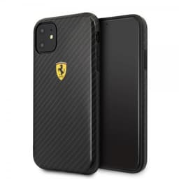 Ferrari iPhone 11 Deksel Karbonfibertekstur Gul Logo Svart