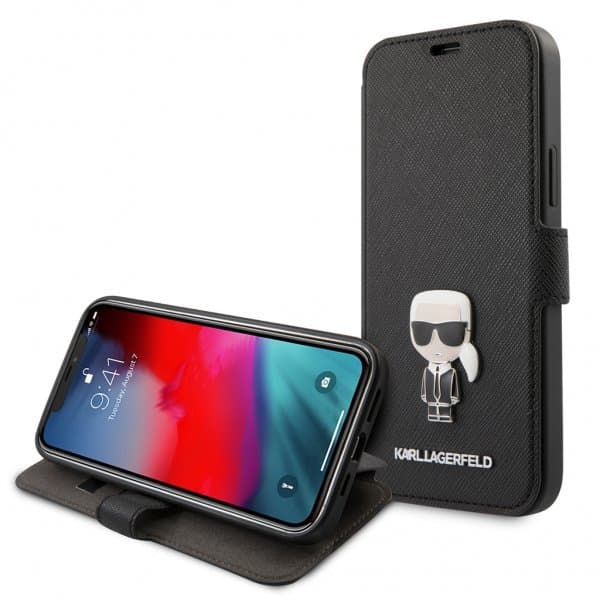 Karl Lagerfeld iPhone 12 Pro Max Fodral Embossed Karl Saffiano Svart