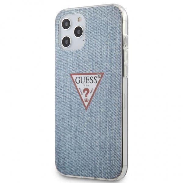 Guess iPhone 12 Pro Max Skal Denim Triangle Ljusblå
