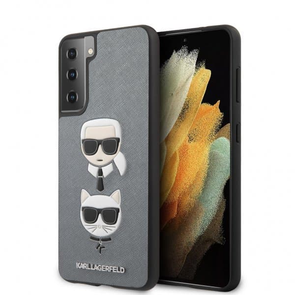 Karl Lagerfeld Samsung Galaxy S21 Plus Cover Saffiano Karl & Choupette Sølv