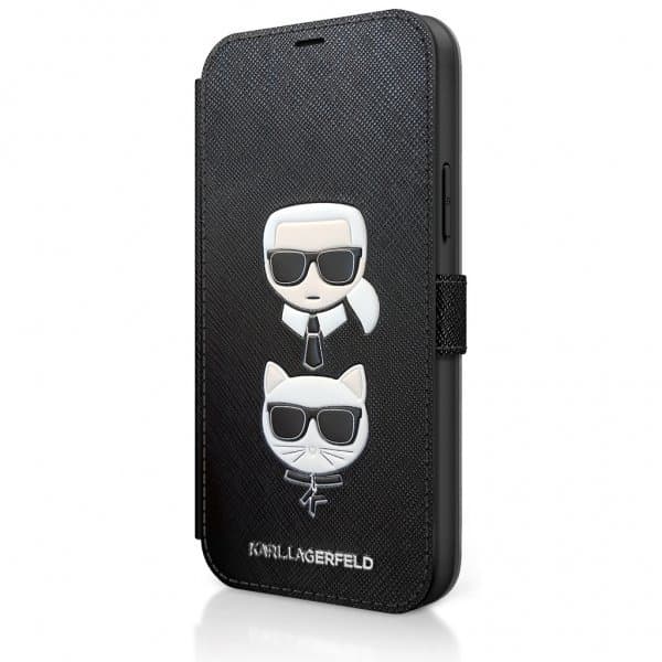 CG MOBILE Étui Karl Lagerfeld Saffiano Rigide - Coque IPhone Avec Porte-Cartes Et Support Intégré Design Luxe