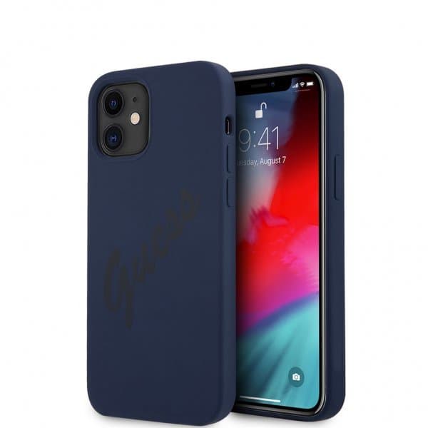 Guess iPhone 12/iPhone 12 Pro Skal Vintage Silicone Blå