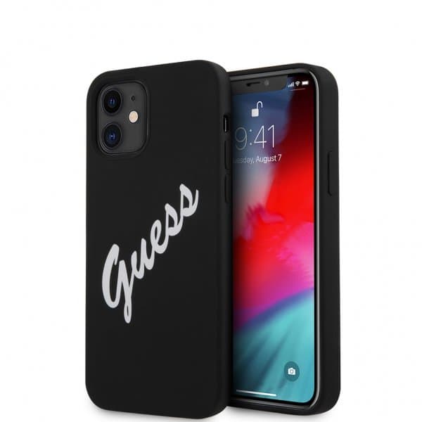 Guess iPhone 12 Mini Skal Vintage Silicone Svart