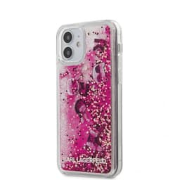 Karl Lagerfeld iPhone 12 Mini Deksel Liquid Glitter Charms Rosa
