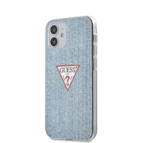 Guess iPhone 12 Mini Cover Denim Triangle Lyseblå