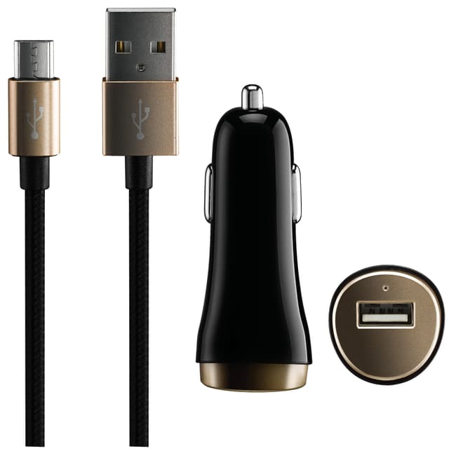 Sandstrøm Micro USB rask billader (sort/gull)
