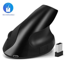 Trådløs ergonomisk computermus med USB - sort