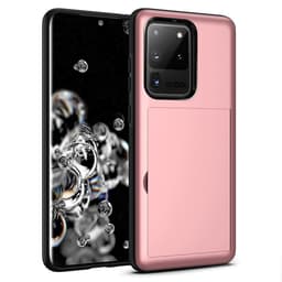 Samsung S20 Ultra -kotelo vaaleanpunaisella korttipaikalla