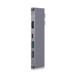 Dobbel USB-C Thunderbolt 3 Multiport-adapter 7 porter