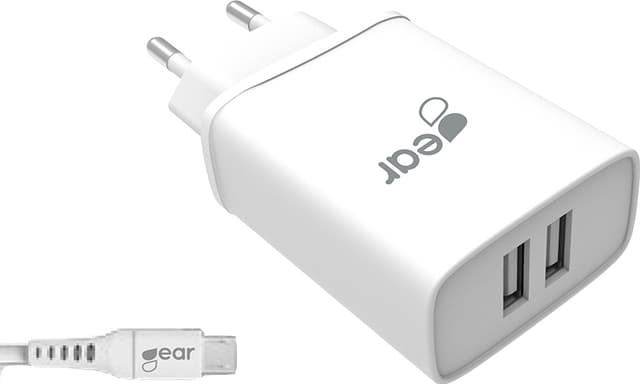 Gear 220V MicroUSB dobbel vegglader 665094