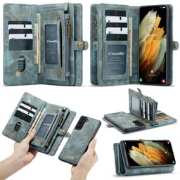 CASEME Samsung Galaxy S21+ (Plus) Retro läder plånboksfodral Blå