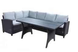 Loungegrupp swedishhome brentwood - 1 st hörnsoffa + 1 st bord + dynor - grå / svart