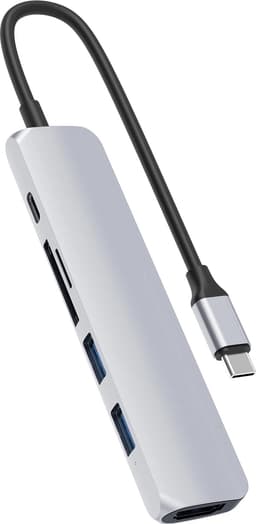 Hyper HyperDrive Bar USB-C 6-i-1 dockingstasjon (sølv)