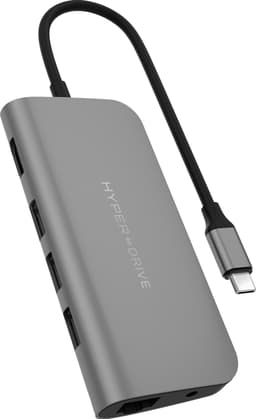 Hyper HyperDrive Power USB-C 9-i-1 dockningstation (rymdgrå)