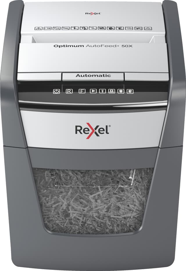 Rexel Optimum AutoFeed+ 50X makulator med krysskutting