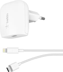 Belkin 20W väggladdare + USB-C- till Lightning-kabel (vit)
