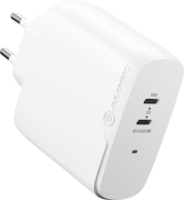 ALOGIC Rapid Power 2-port 45+18W vegglader + 2m USB-C-kabel (hvit)