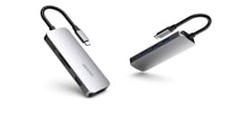 NÖRDIC 1 til 8 C USB Docking Station 2xHDMI 4K 60Hz og 30Hz 3xUSB3.1 5Gbps 1xUSB C PD 87W, 1x TF kortlæser / SD plads grå 12cm Dual HDMI-kabel