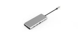 NÖRDIC 1 til 14 MST Docking Station USB C til dual HDMI 4K 30 og 60 Hz 1xVGA 5xUSB A 2xUSB C 1xRJ45 2 x SD / TF og 1xAudio sølv dual HDMI