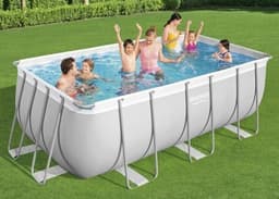 Ovanmarkspool bestway power steel 412x201x122 cm rektangulär med stålram, sandfilterpump & stege