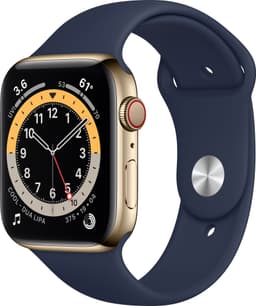 Apple Watch Series 6 44mm GPS+4G (gullstål/marineblå sportsreim)