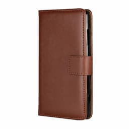 SKALO Moto G8 Power Flip Cover m. Pung i Ægte Læder - Brun