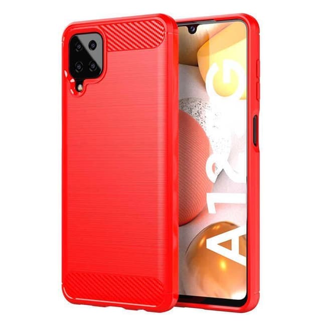 SKALO Samsung A12 Armor Carbon Stødsikker TPU-cover - Rød
